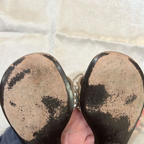 Giuseppe Zanotti Tan Suede Rhinestone Flat Slip-on Sandals 37 / US 6.5 Italy - Picture 8 of 11